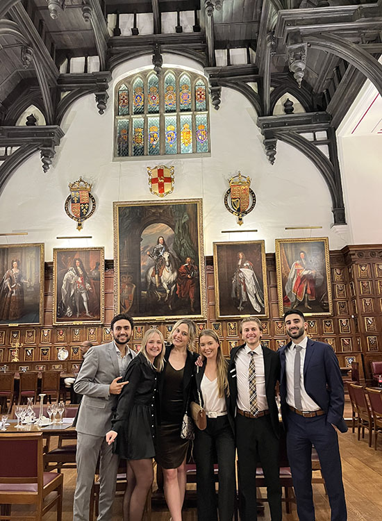 students in a London building