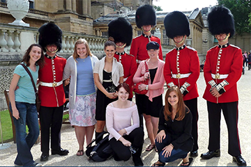 Students with London guards