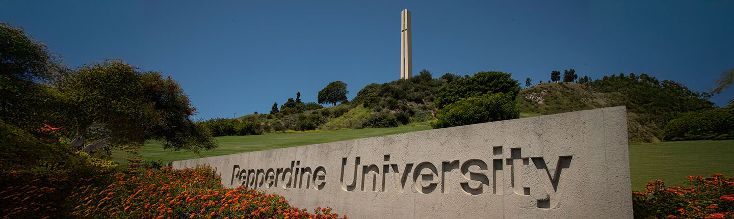 Pepperdine Entrance with Phillips Tower 