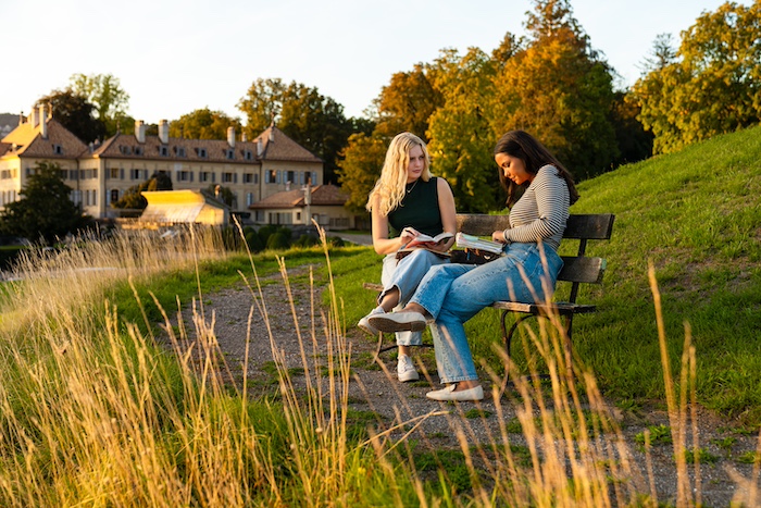 Two Seaver College students while studying abroad