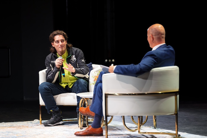 Palmer Luckey and Jim Gash during a 2024 President Speaker Series event.