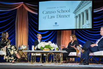 Babette Boliek, Paul Caron, Justice Amy Coney Barrett, and Trey Childress